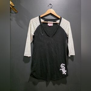 Victoria's Secret Pink MLB White Sox Fitted 3/4 Sleeve Cotton T-Shirt Top XS